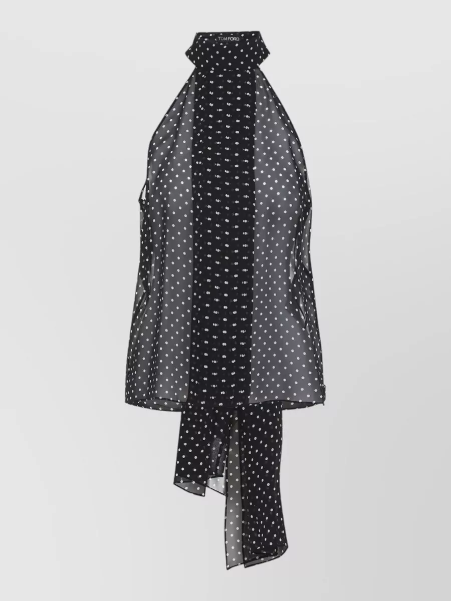 Tom Ford Halterneck Sheer Top Polka Dots Bow