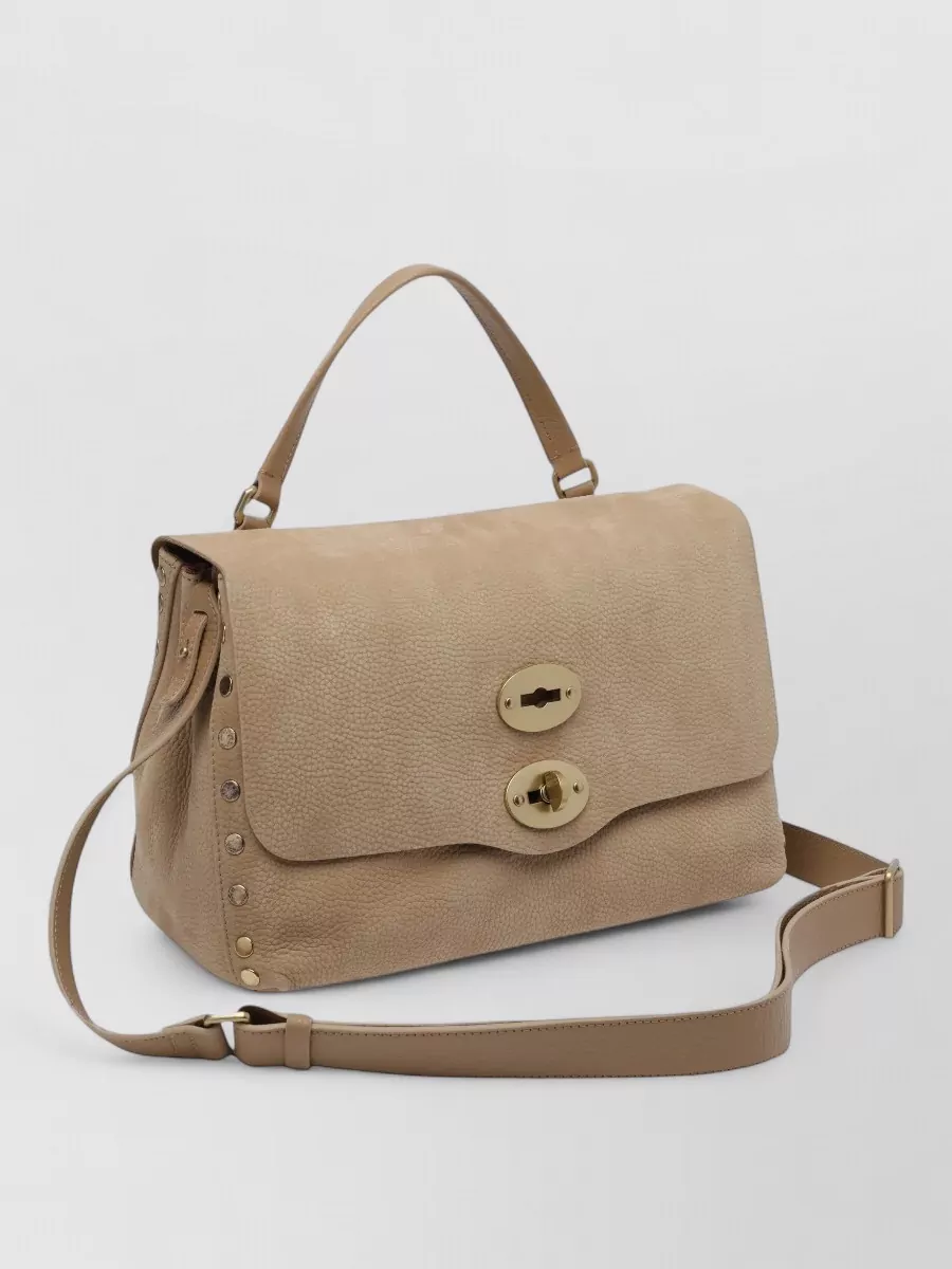 Zanellato grained leather studded shoulder bag