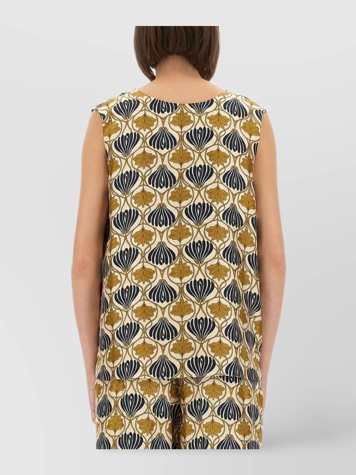 S Max Mara Sleeveless V-Neck Top Bold Pattern