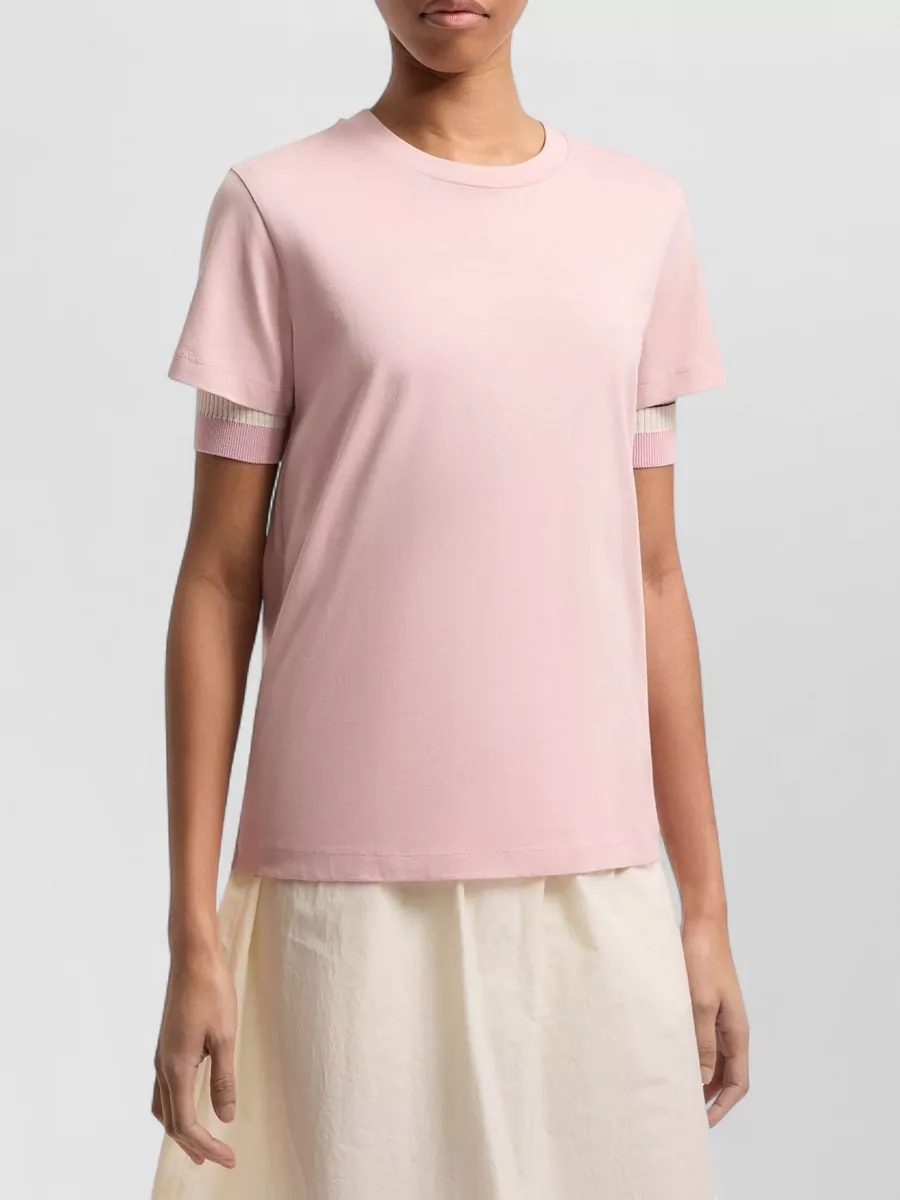 Moncler Cotton Ribbed Crewneck Short-Sleeve T-Shirt