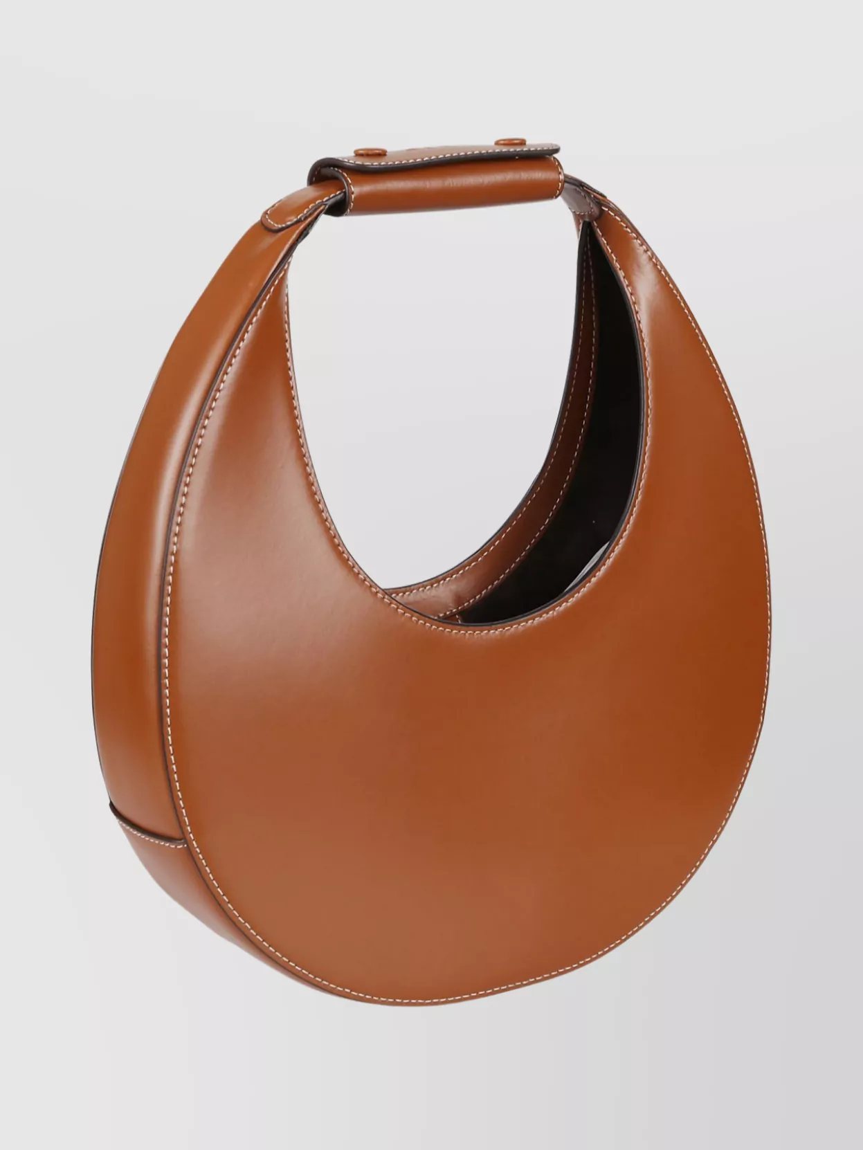 Staud Leather Handbag With Curved Shape And Handle