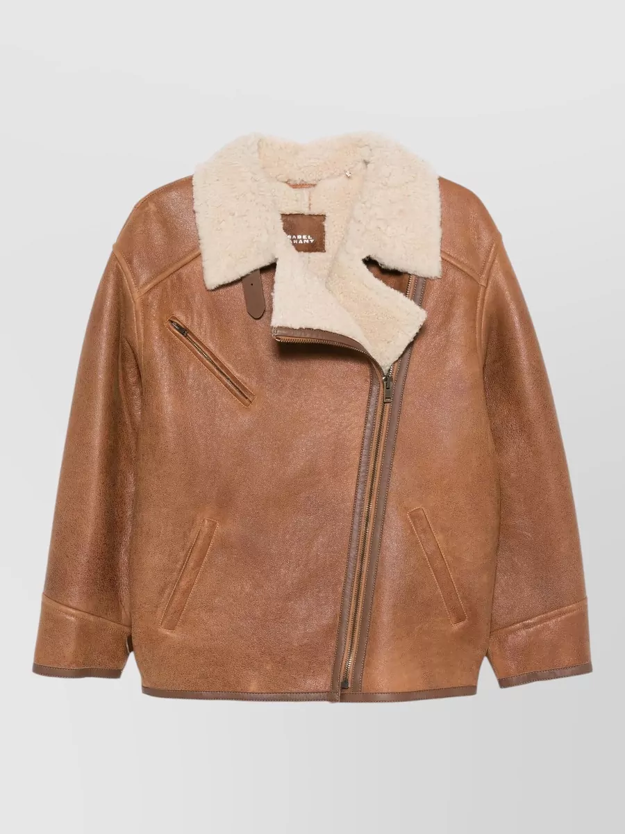 Isabel Marant shearling collar leather jacket