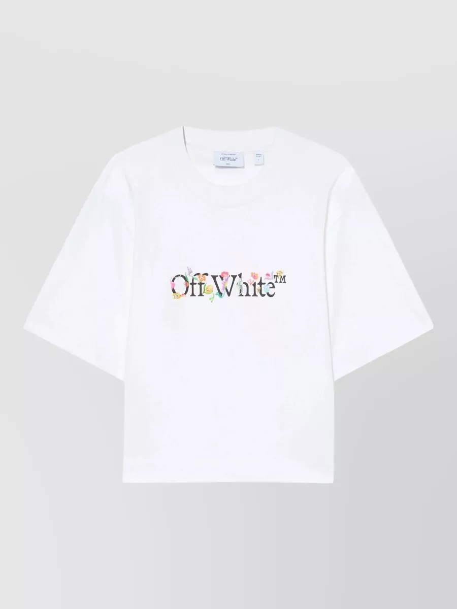 Off-White Printed cotton cropped t-shirt