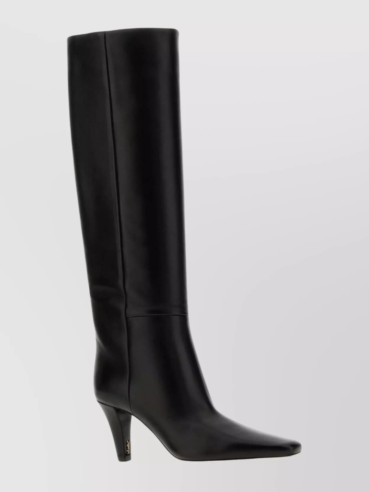 Saint Laurent Knee Length Stiletto Heel Pointed Toe Boots In Black