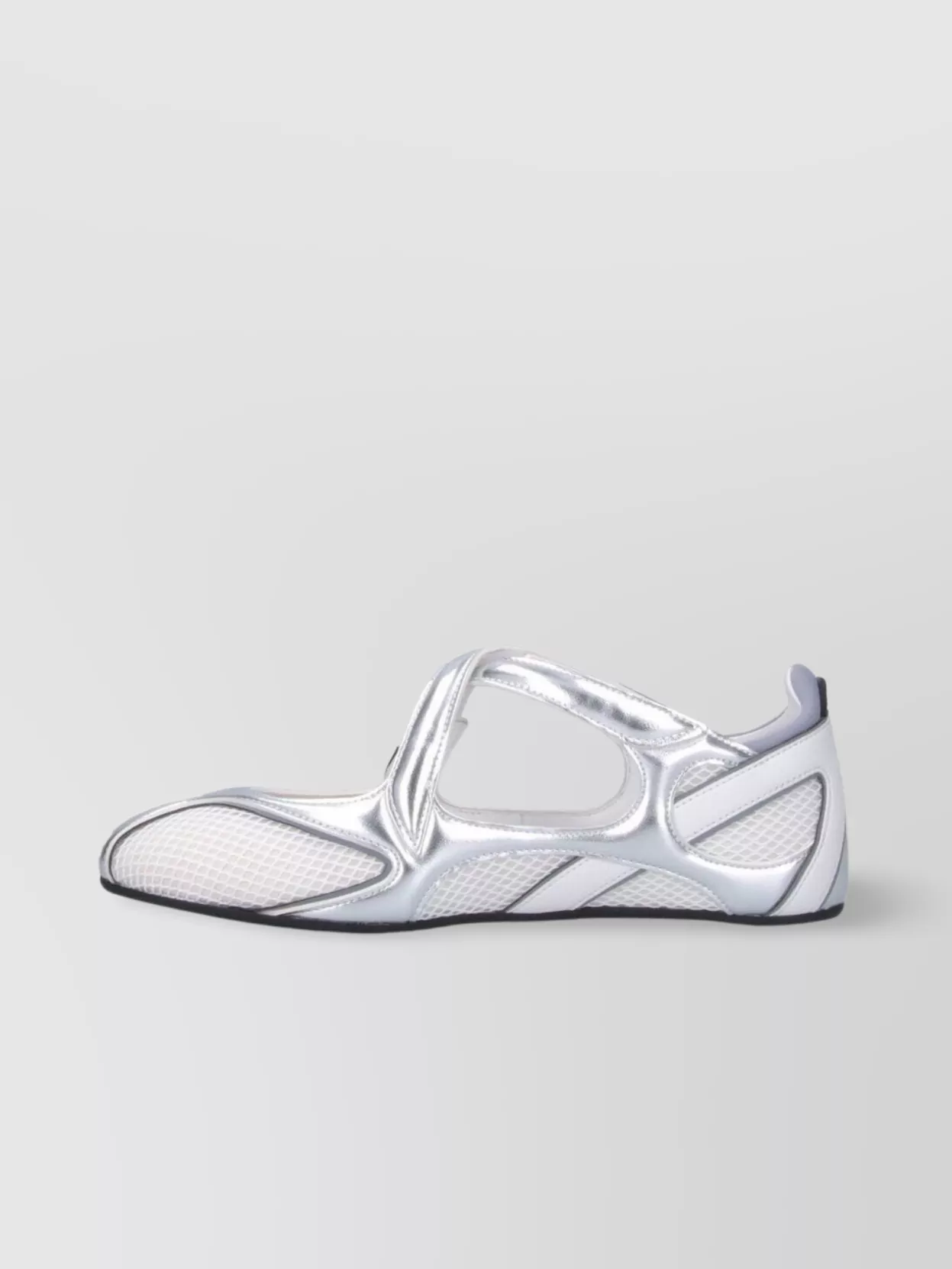 The Attico Mesh Panel Metallic Round Toe Ballerina Shoes