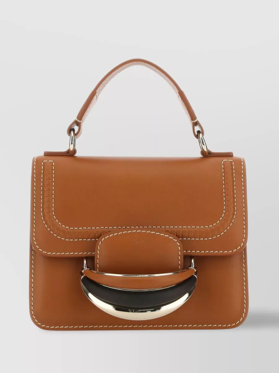 Chloé Small Kattie Handbag In Caramel Leather In Brown