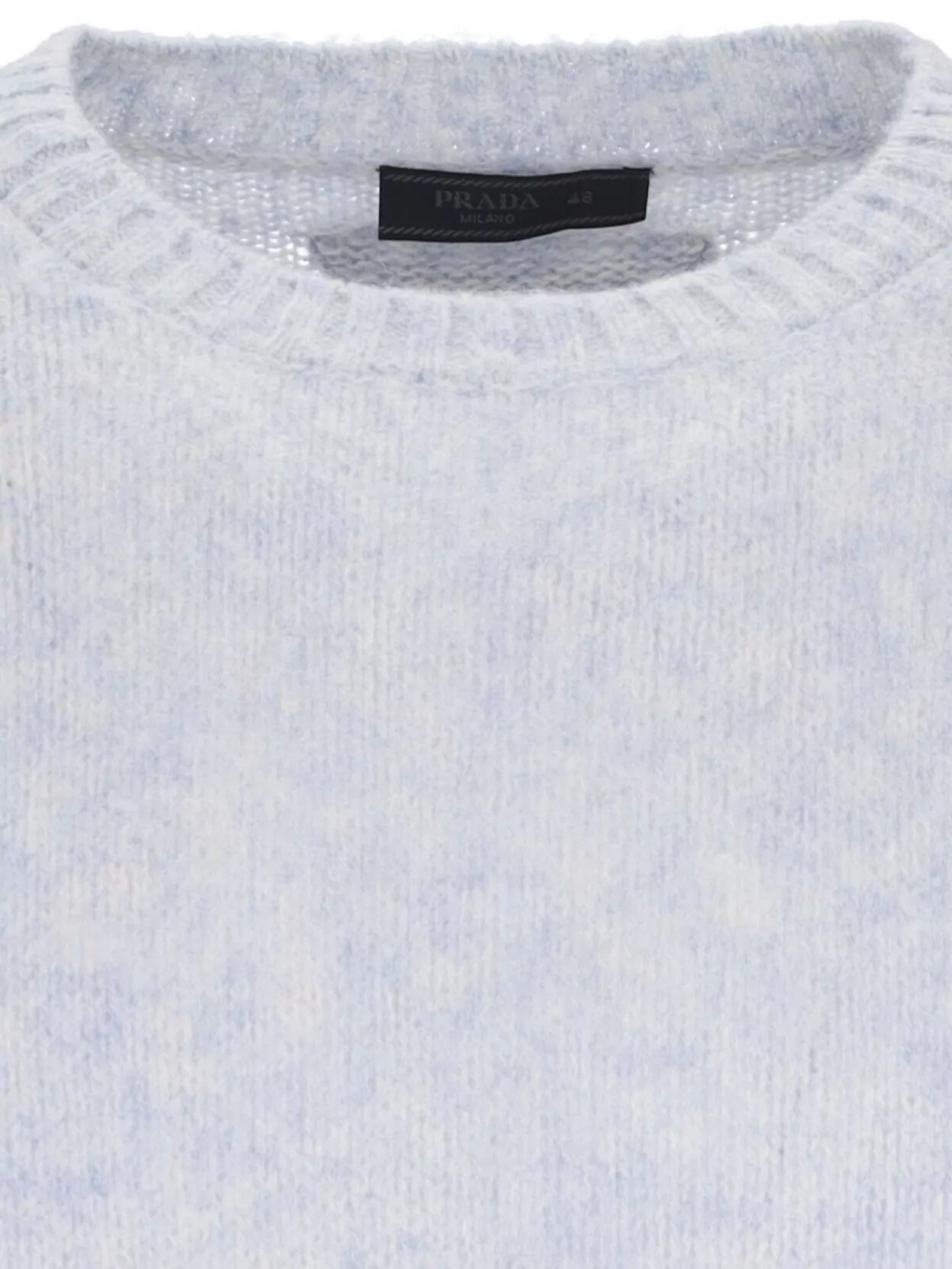 Prada Crewneck Ribbed Sweater Long Sleeves In Blue