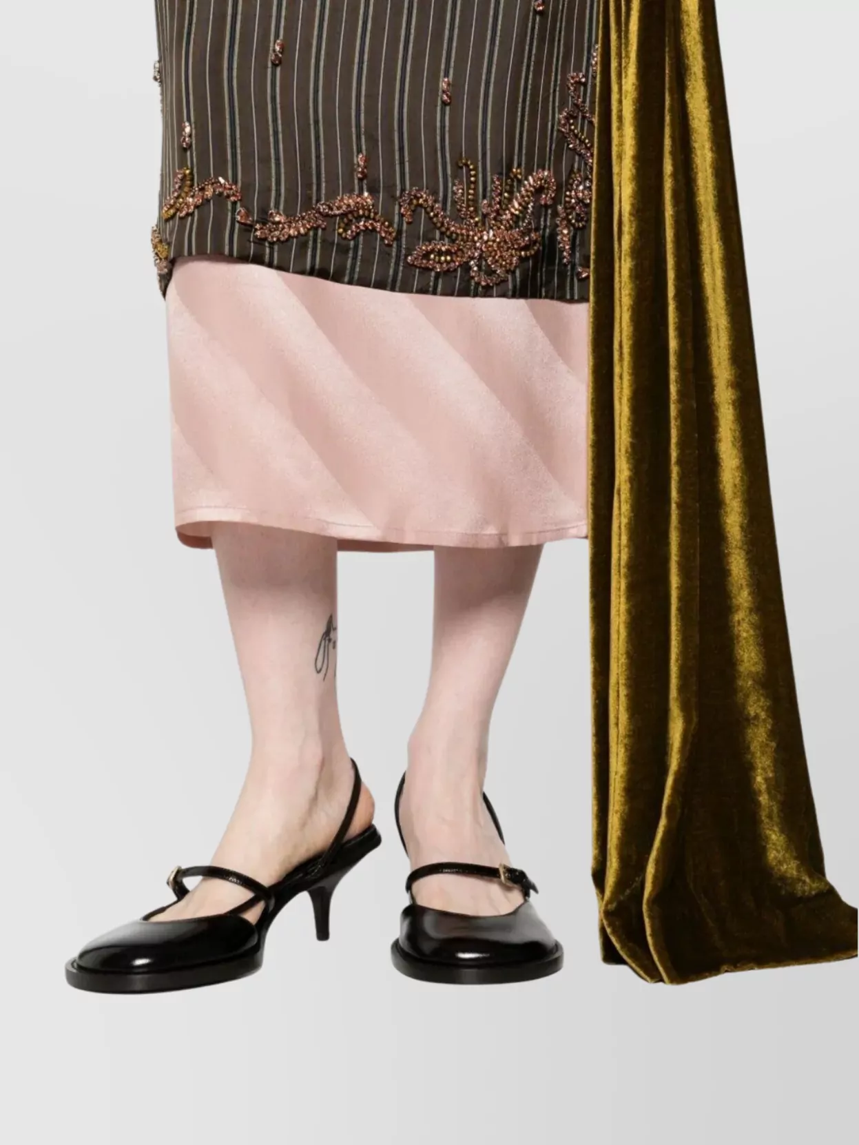 Dries Van Noten Layered Midi Skirt Striped Pattern