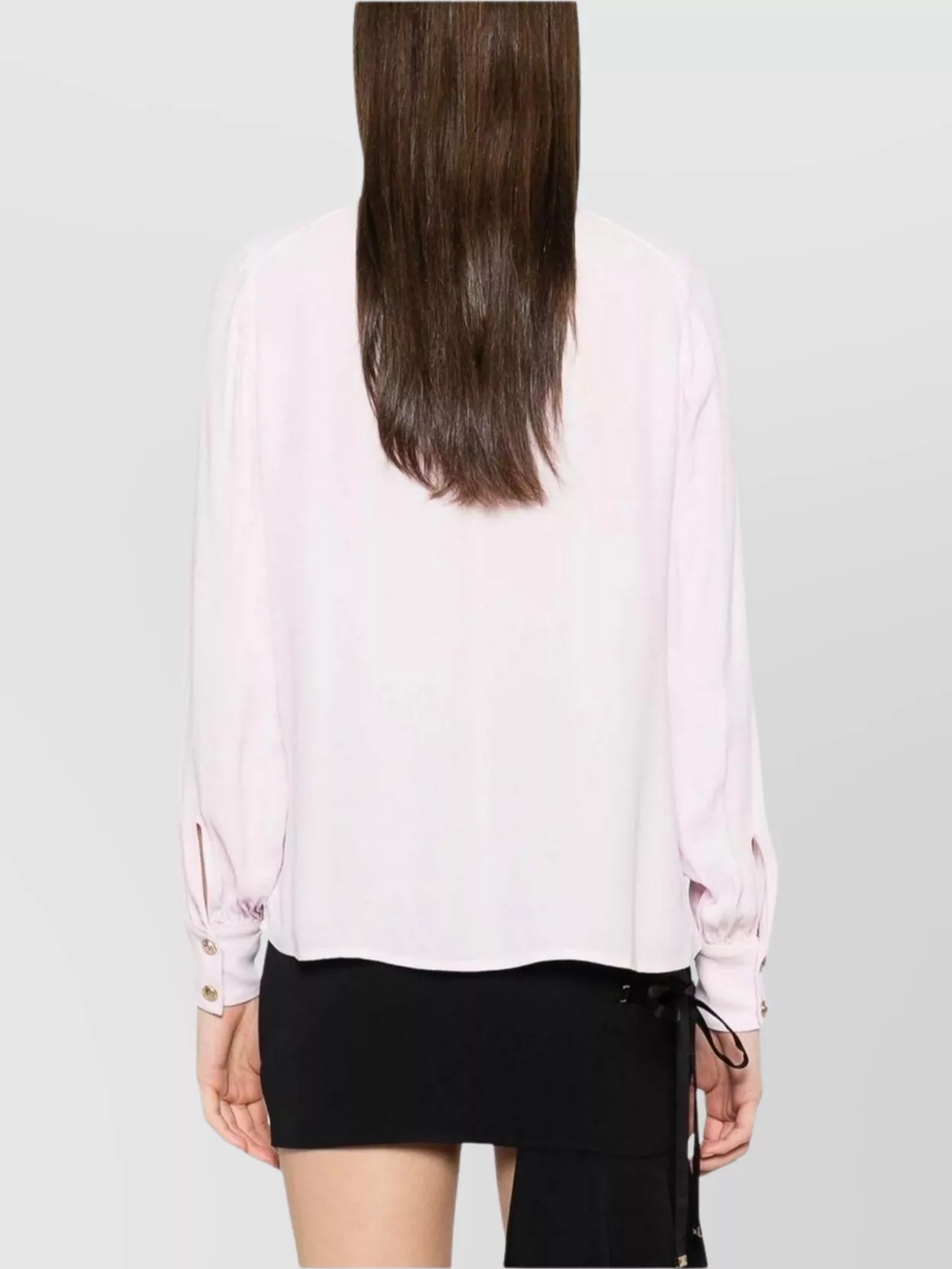 Elisabetta Franchi Pleated Tie Neck Long Sleeve Shirt