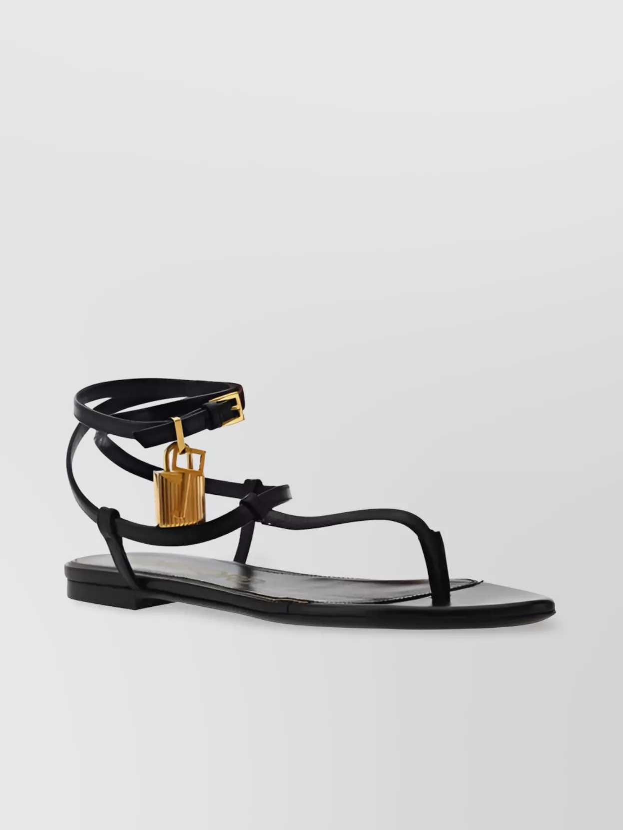 Tom Ford Women's Leather Ankle-strap Thong Sandals In Black