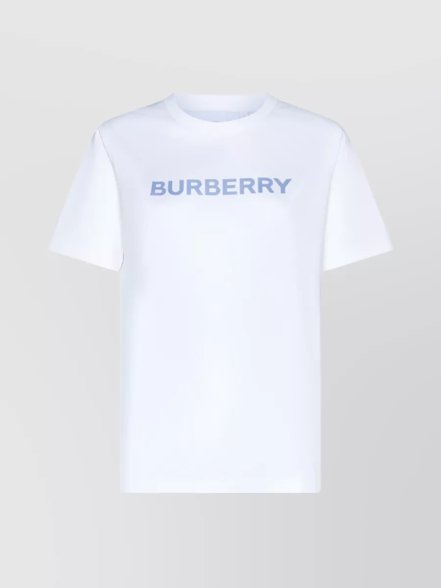 Shop Burberry Cotton Logo Print Crew Neck T-shirt In White