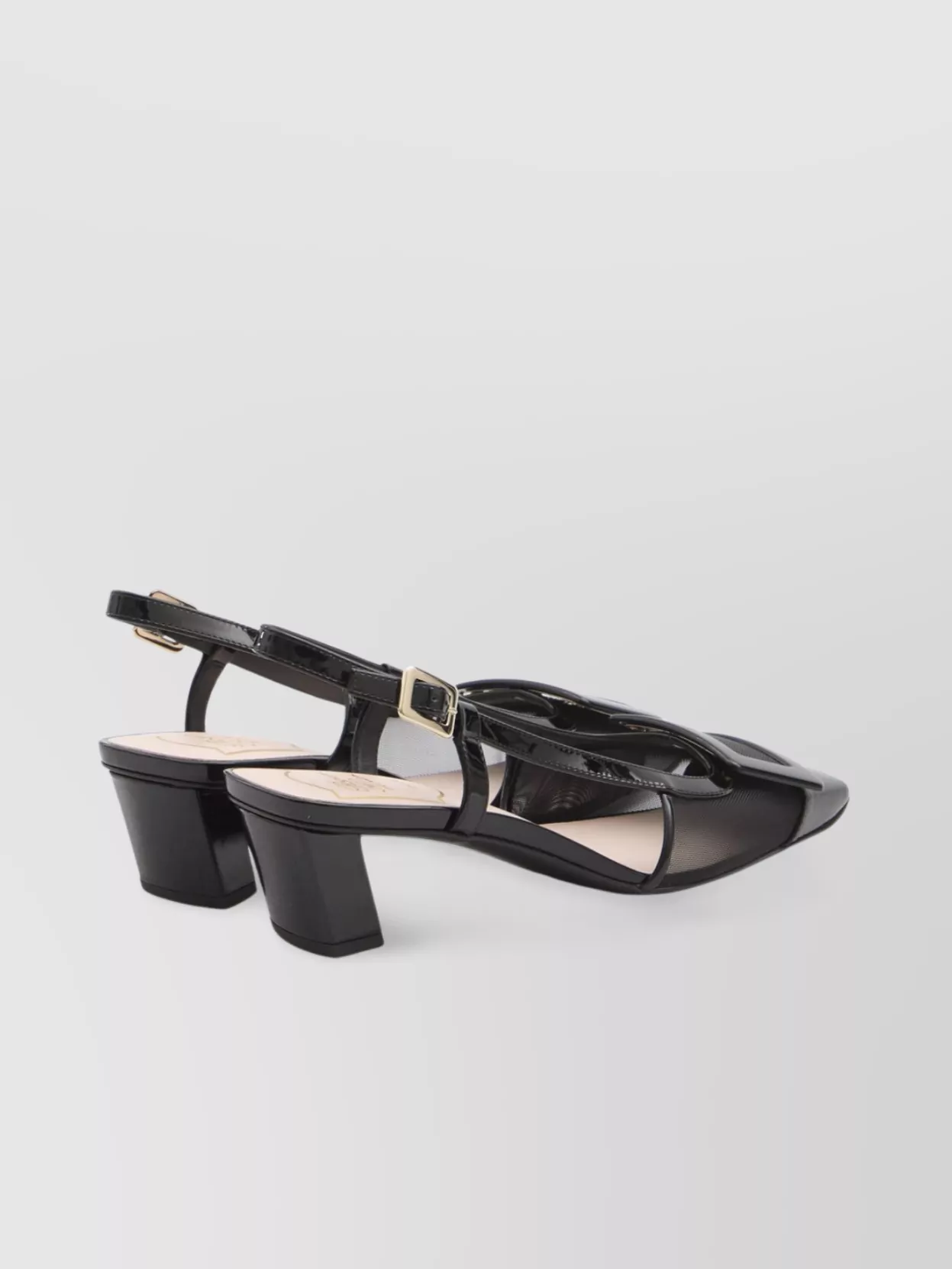 Roger Vivier Mesh And Patent Leather Slingback Pumps