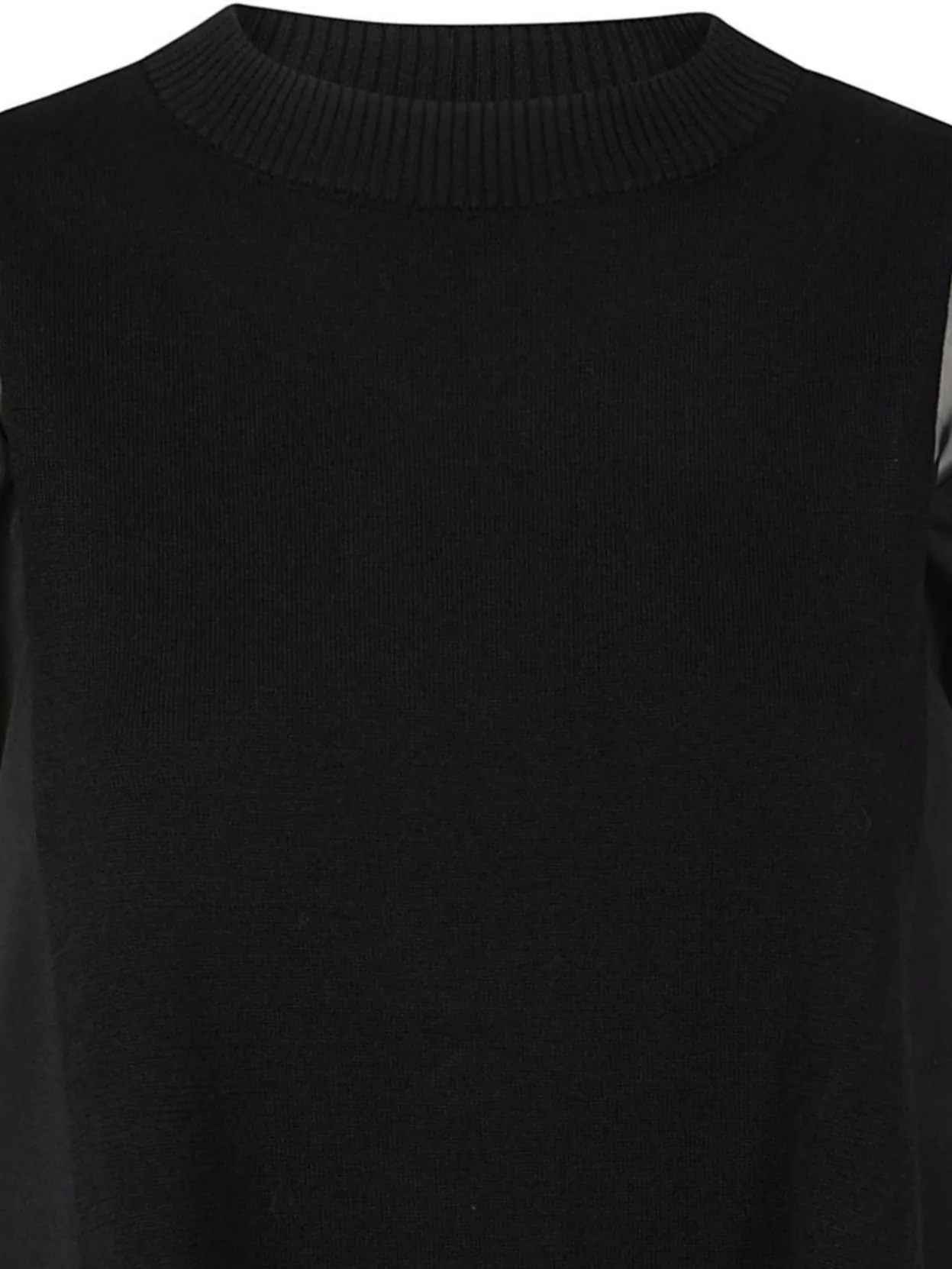 Sacai Sheer Sleeve Contrast Fabric Ribbed Neckline