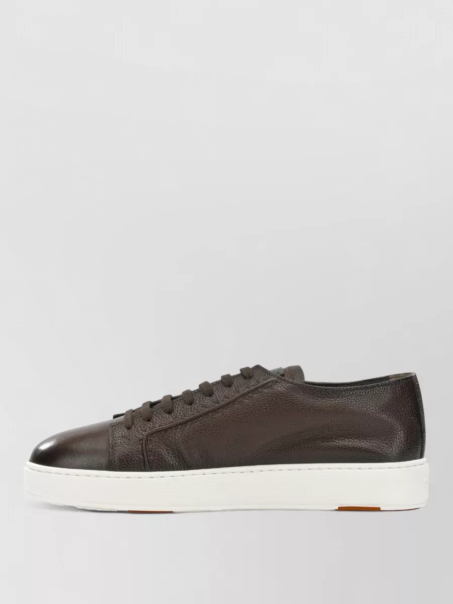 Santoni Leather Low-Top Lace-Up Sneakers