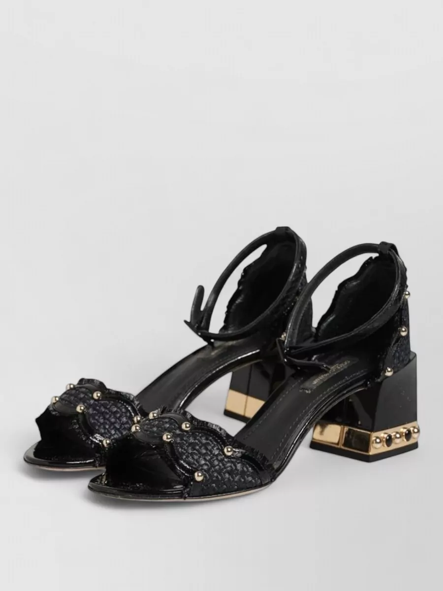 Dolce&Gabbana Leather Studded Ankle Strap Pumps