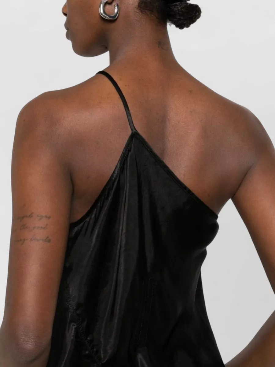Rick Owens One Shoulder Nylon Satin Silk Top