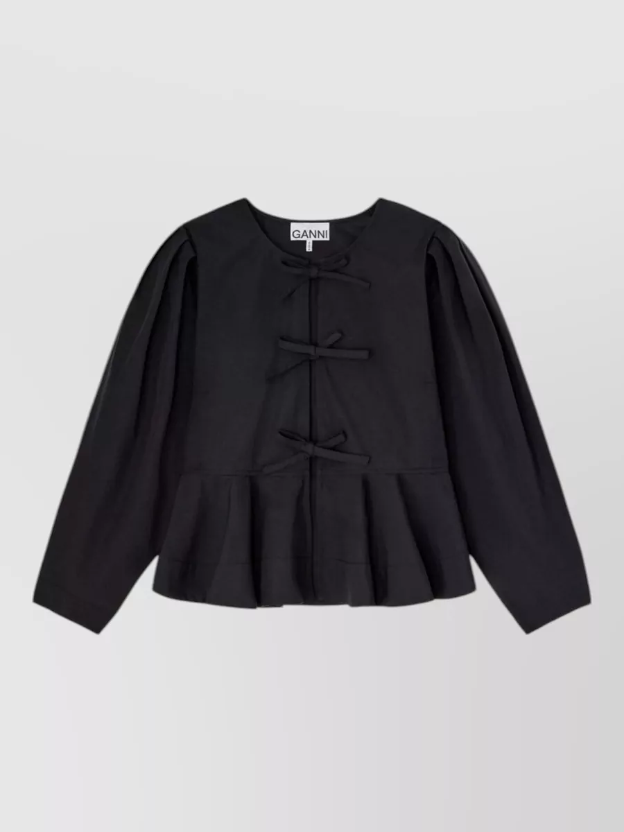 Ganni Organic cotton peplum blouse