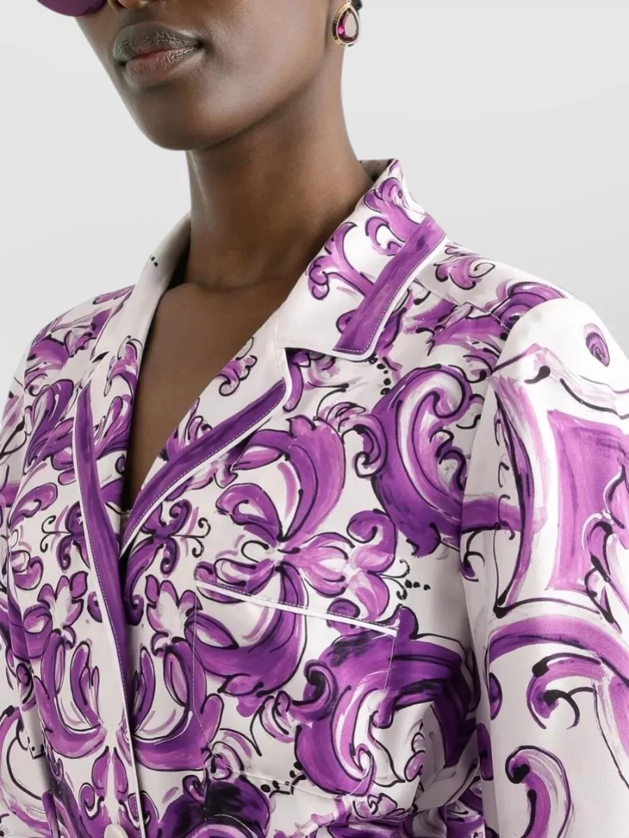 Dolce&Gabbana Printed Midi Dress Detachable Belt Waist