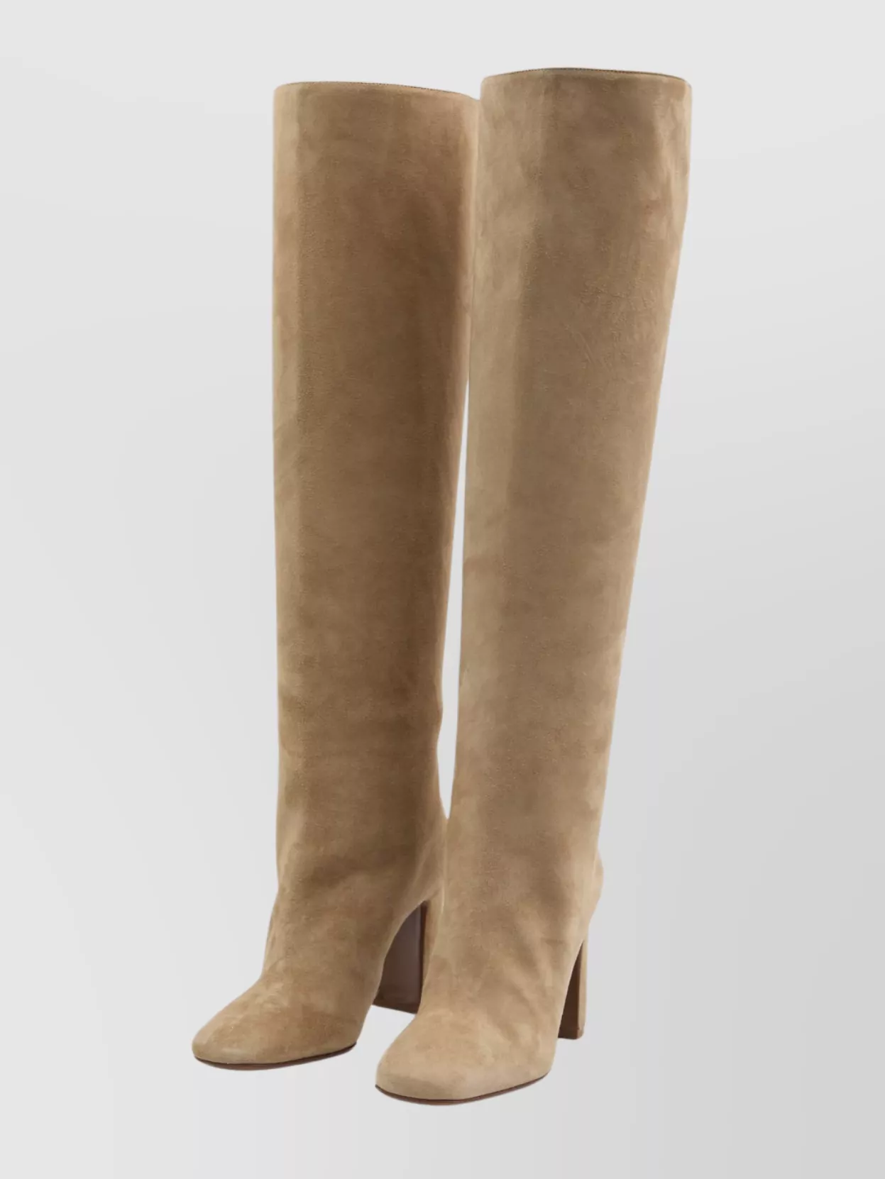Dolce & Gabbana Suede Knee-high Boots Chunky Heel In Brown