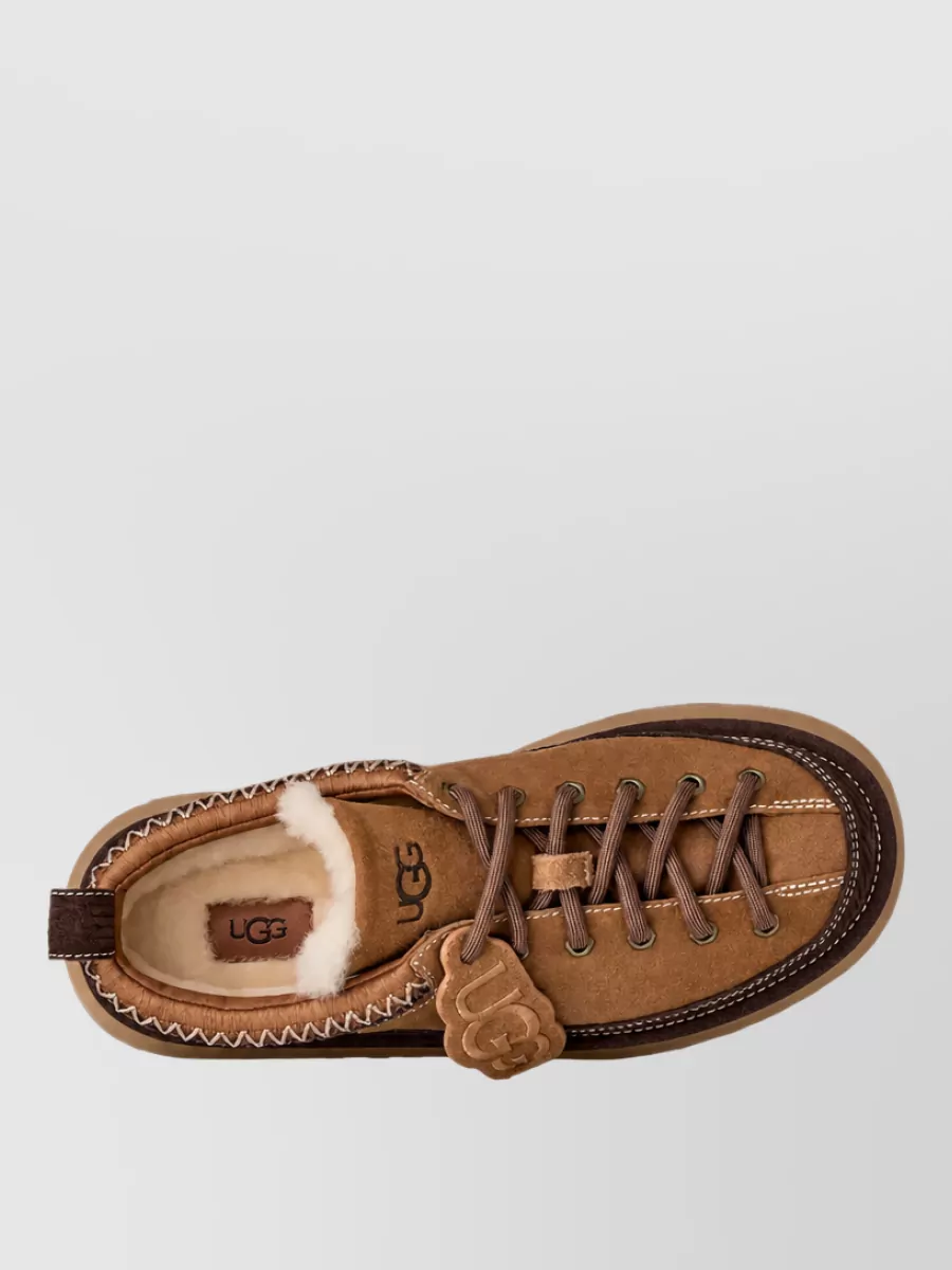 Ugg Leather Lace-Up Low-Top Sneakers