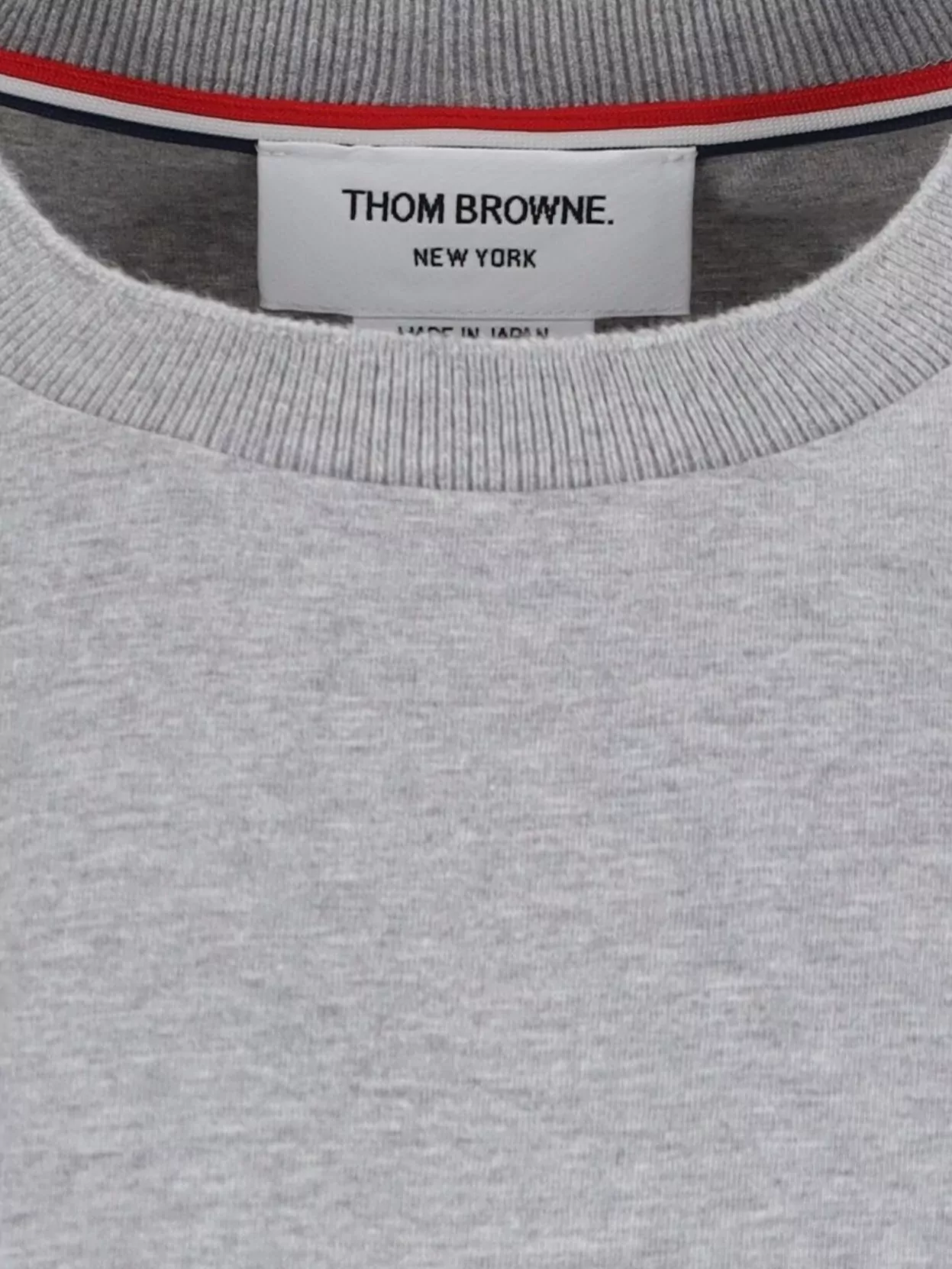 Thom Browne Crew Neck T-Shirt Tricolor Stripe Detail