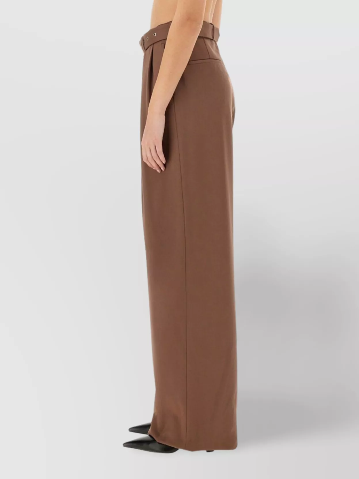 Dries Van Noten Belted Wide-leg Trousers And Pockets In Brown
