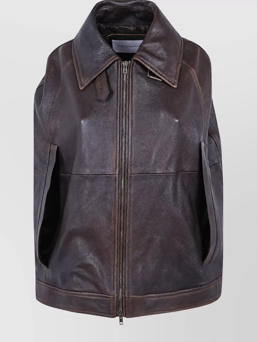 7 For All Mankind Leather cape