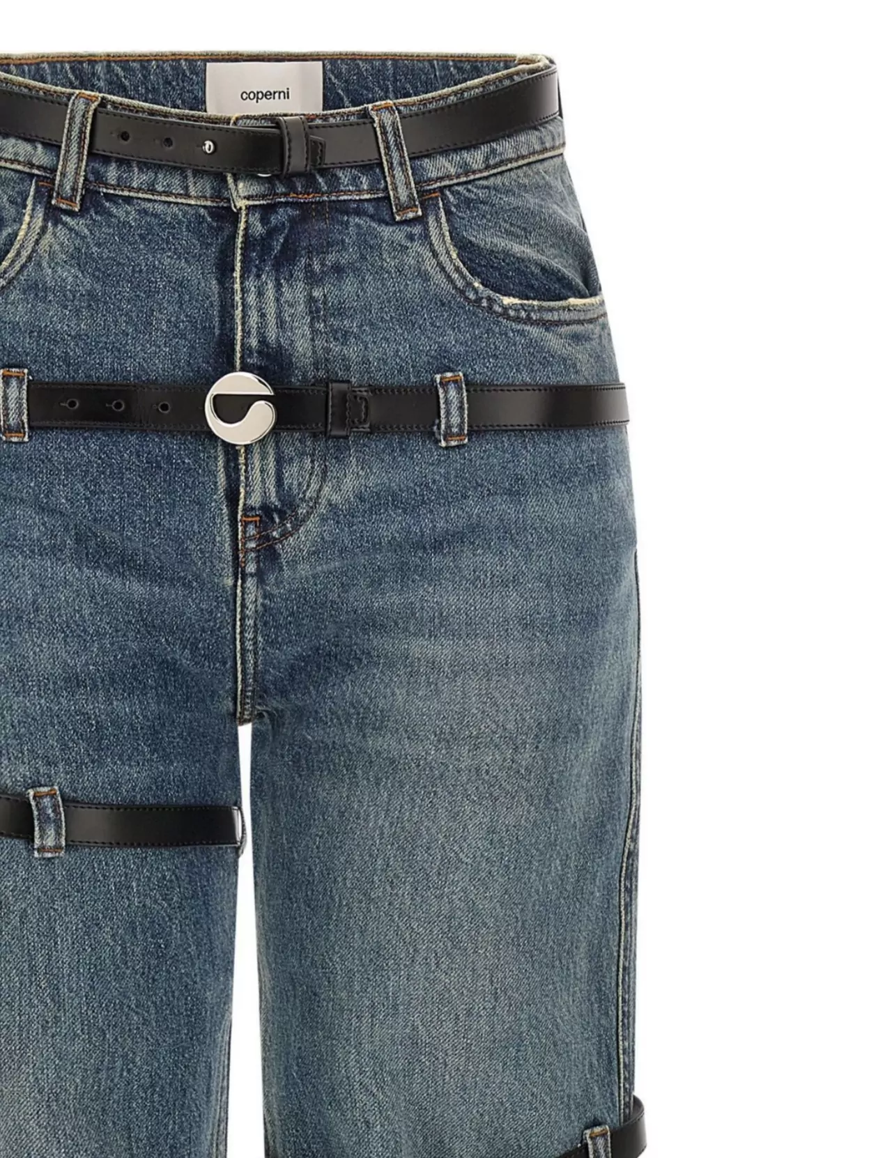 Coperni Belted Denim Trousers Featuring Five Pockets