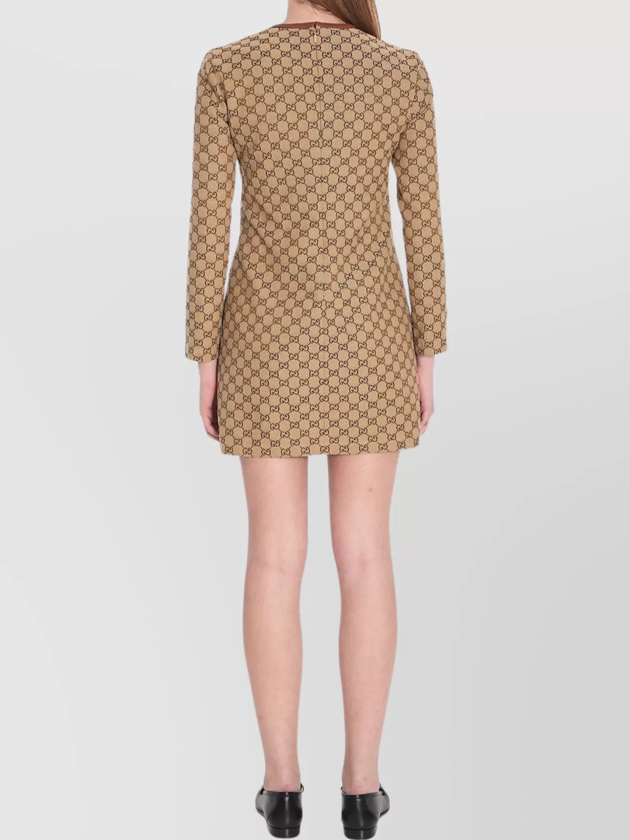 Gucci Gg Mini Dress With Horsebit In Brown