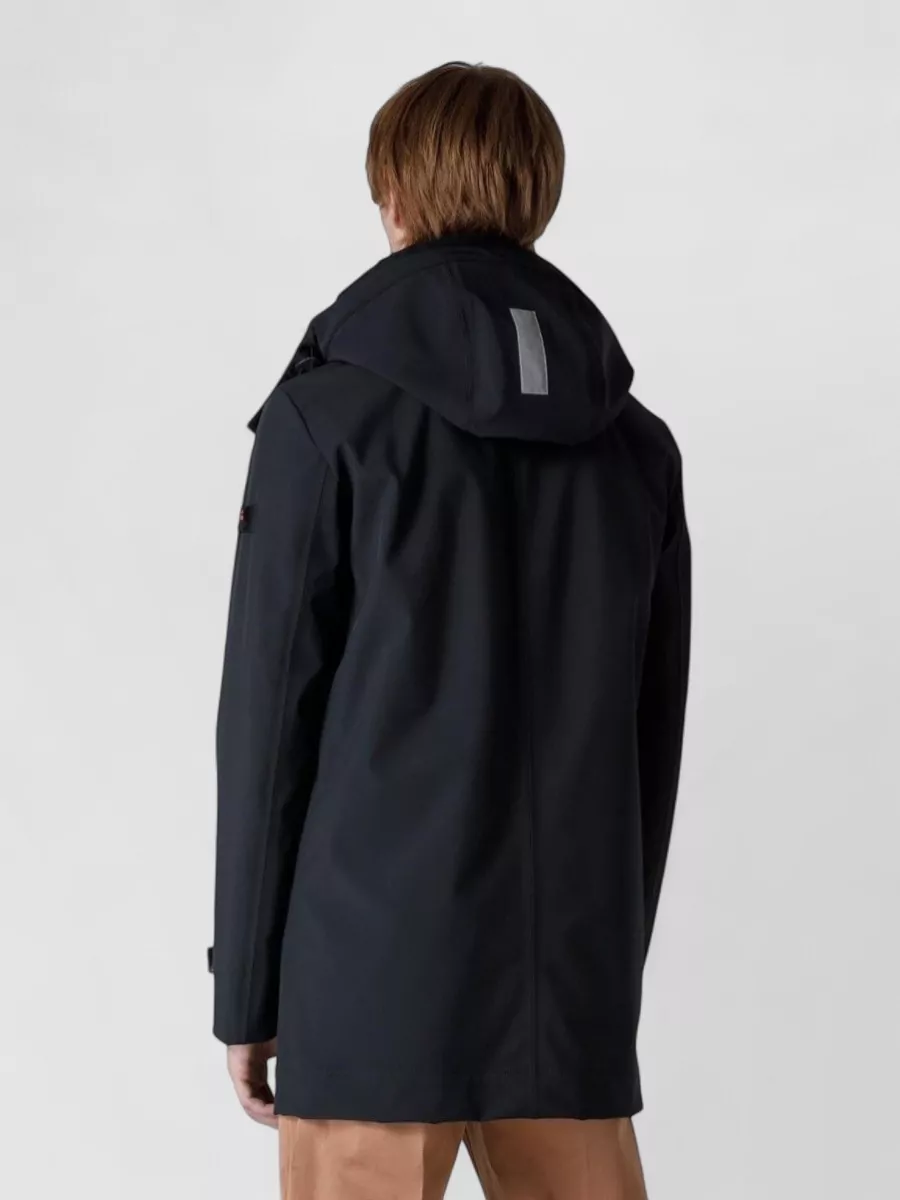 Peuterey Hooded Coat Adjustable Cuffs Front Pockets In Blue