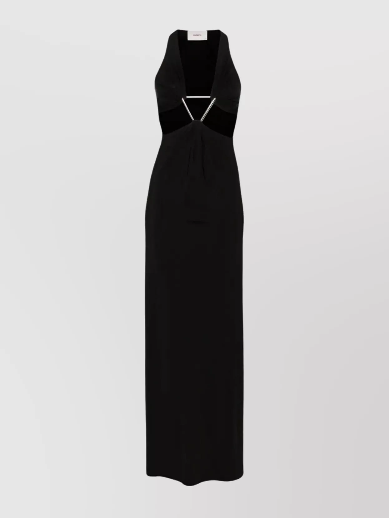 Shop Coperni Triangle Cut-out Halter Dress With Metallic Accents In Black