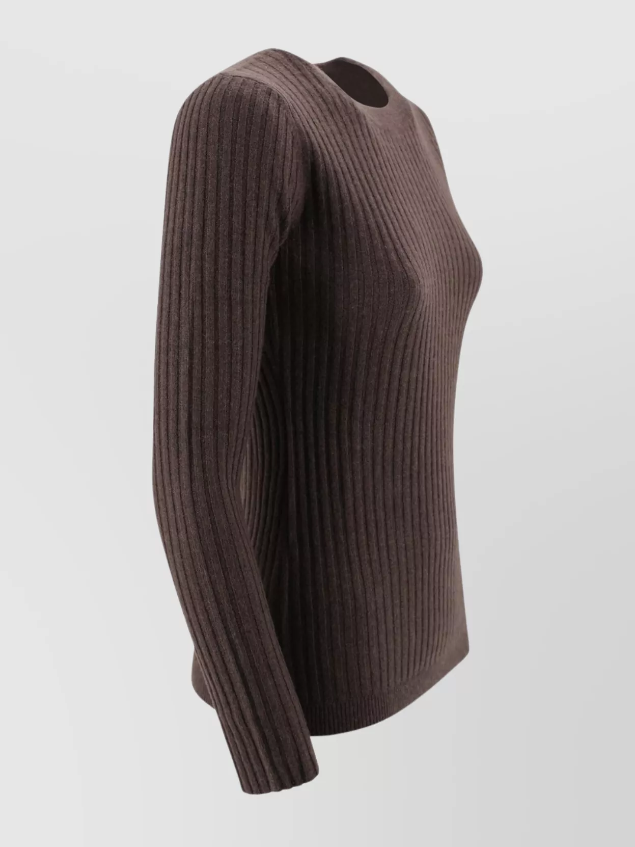 Kujten Crew Neck Cashmere Sweater With Vertical Ribs