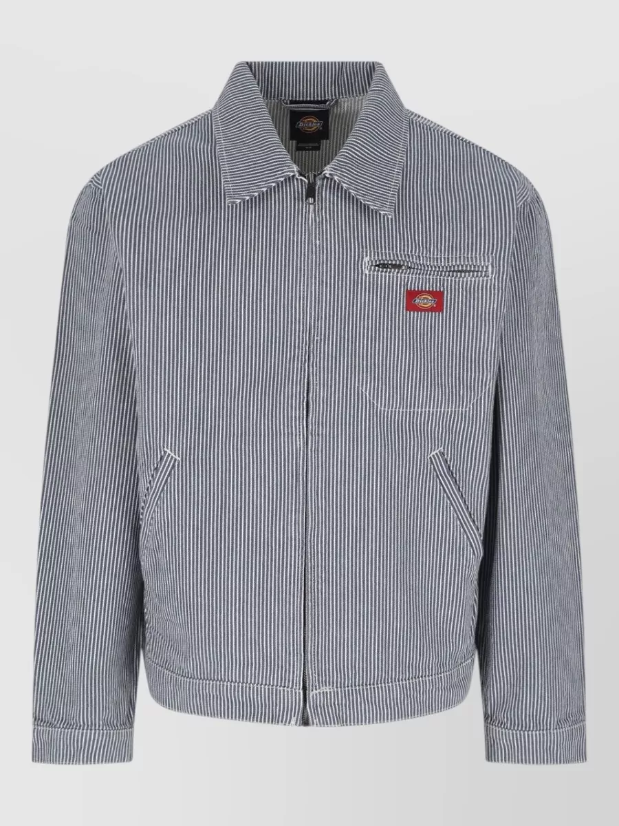 Dickies Coat Striped Pattern Zip Pocket Button Cuffs In Blue