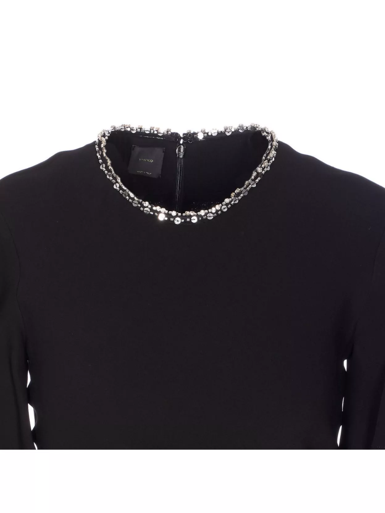 Pinko Long Dress With Crystal Collar And Back Slit