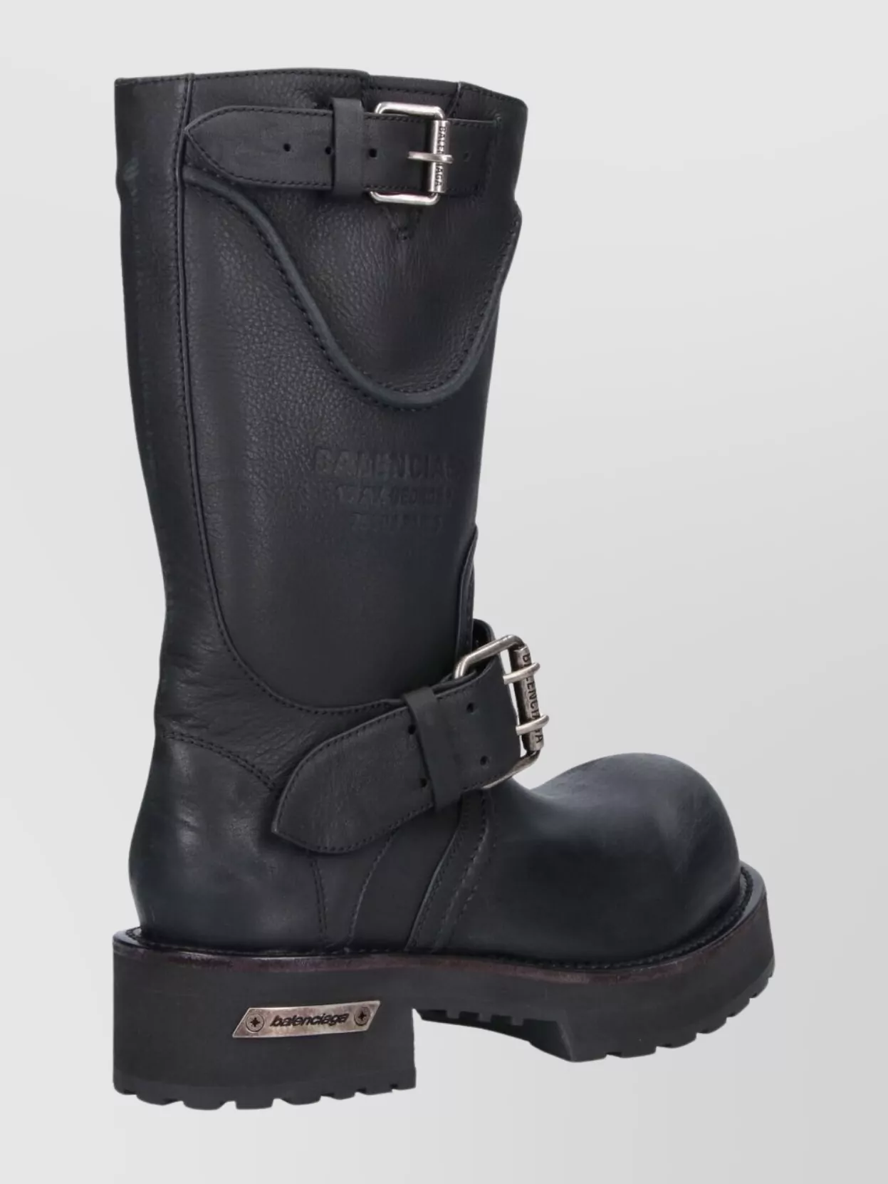 Balenciaga Textured Leather Ankle Boots With Chunky Sole In Black