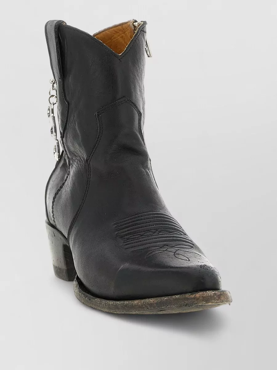 Comme Des Garçons Leather Embroidered Ankle Boots