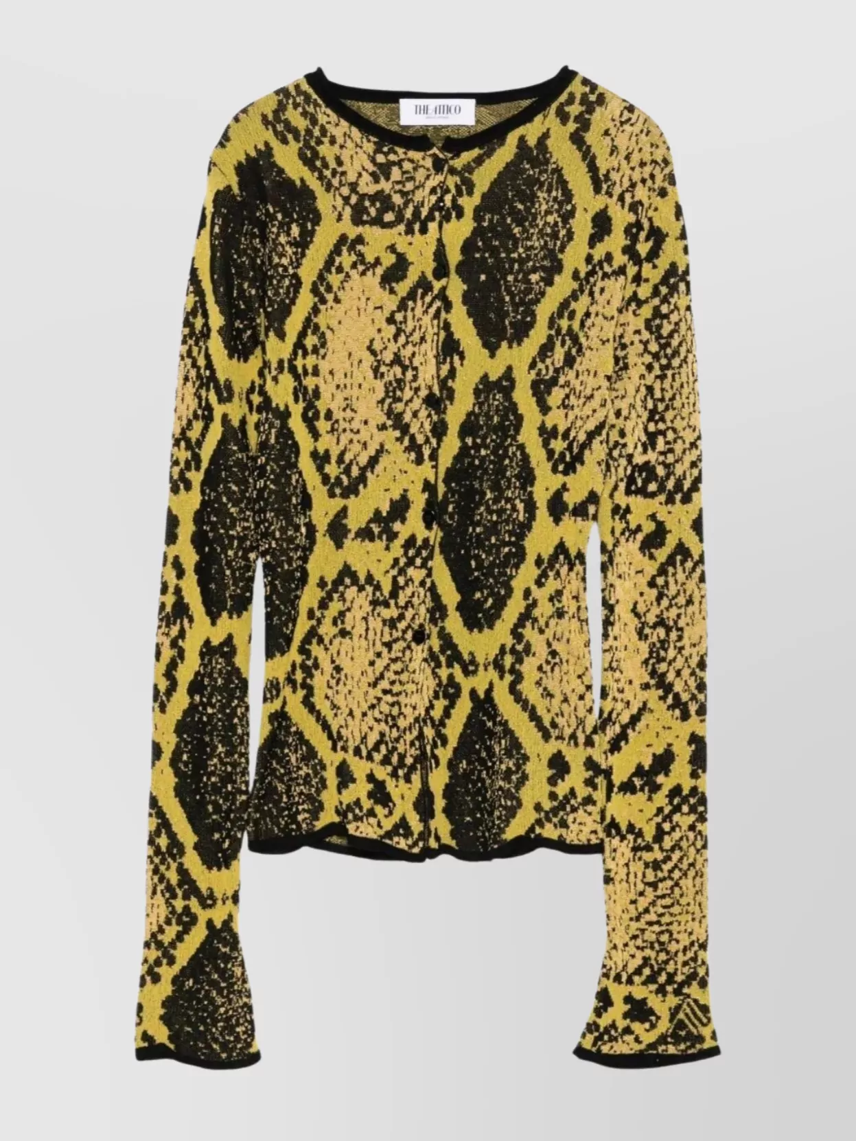 Attico Snakeskin Intarsia Knitwear Cardigan With Flared Cuffs In Multi