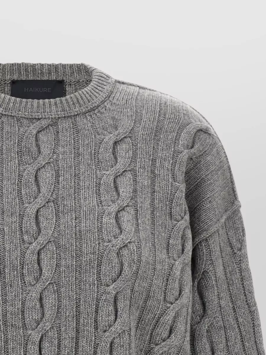 Haikure Merino Wool Cable-Knit Crew-Neck Sweater