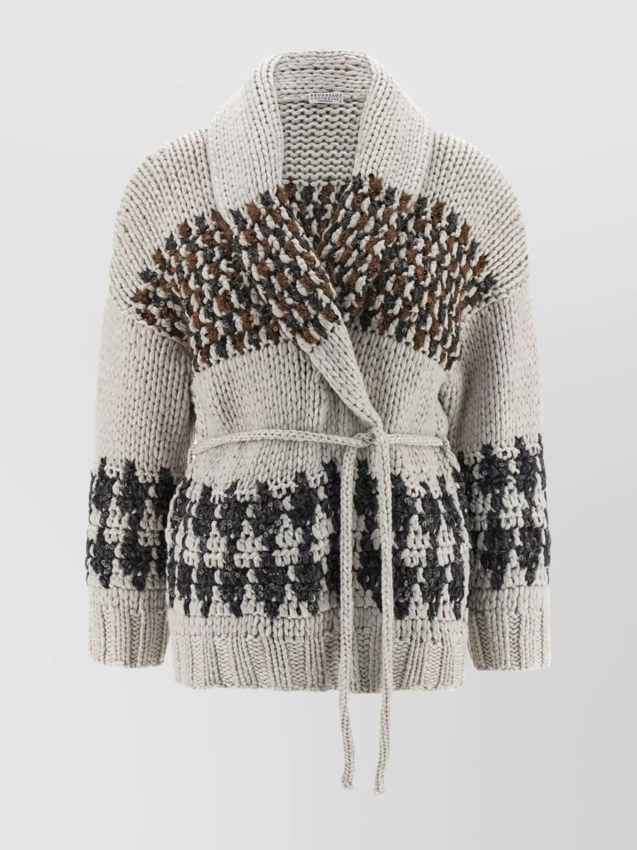 Brunello Cucinelli Multicolor Opera Prince Of Wales Cardigan In White