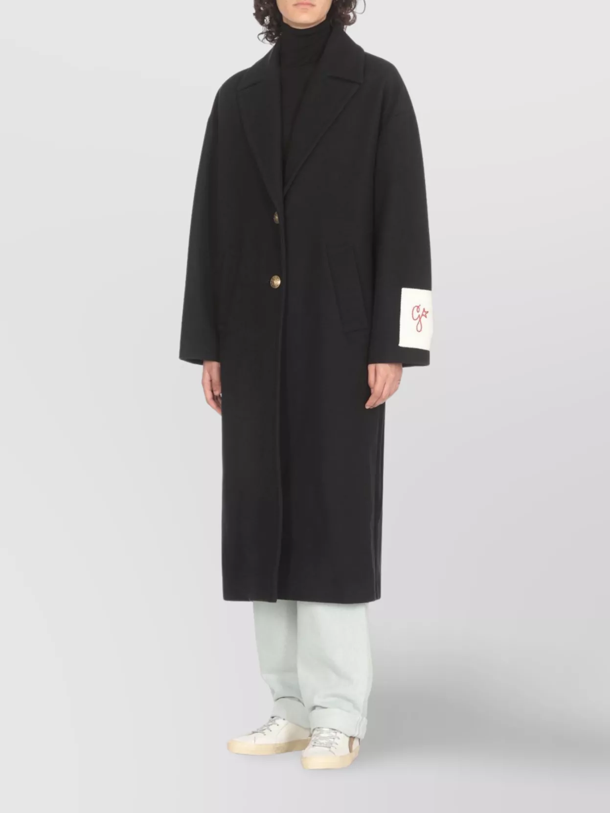 Golden Goose Wool Coat With Embroidered Detail And Long Length