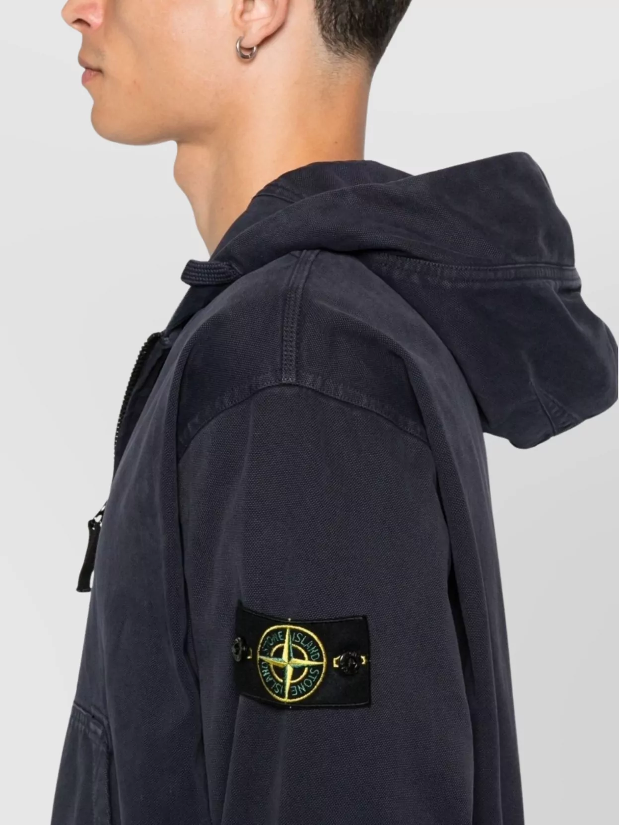 Stone Island Oversized Cotton Jacket With Ribbed Inserts