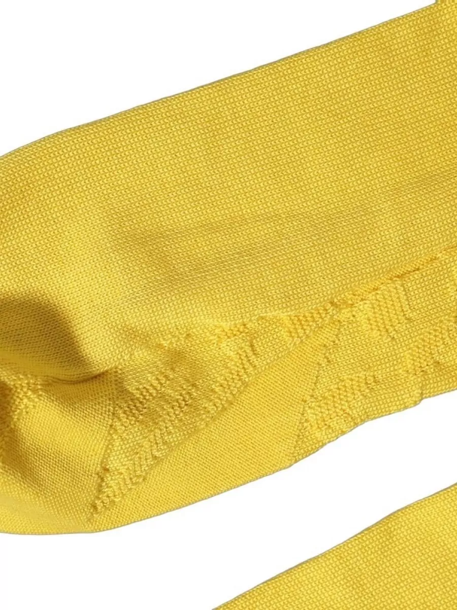 Dolce&Gabbana Silk mid calf socks — The sunny-yellow ankle socks subtly pick up the acid-lime energy near the hem, adding a playful flash of colour between shorts and slides while staying low-profile.