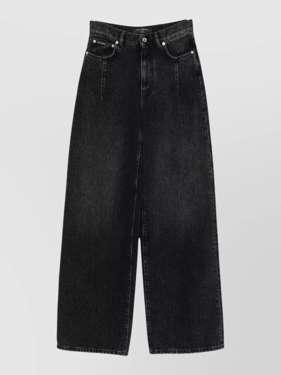 Dolce&Gabbana Logo-plaque wide-leg jeans