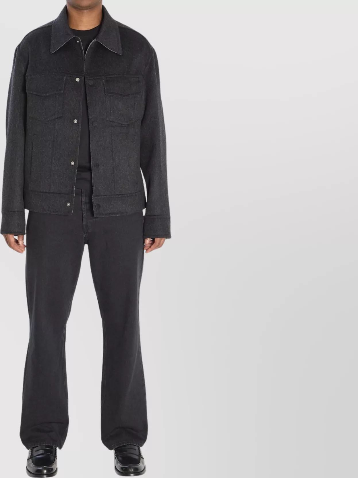 Ami Alexandre Mattiussi Wool Trucker Jacket Pointed Collar