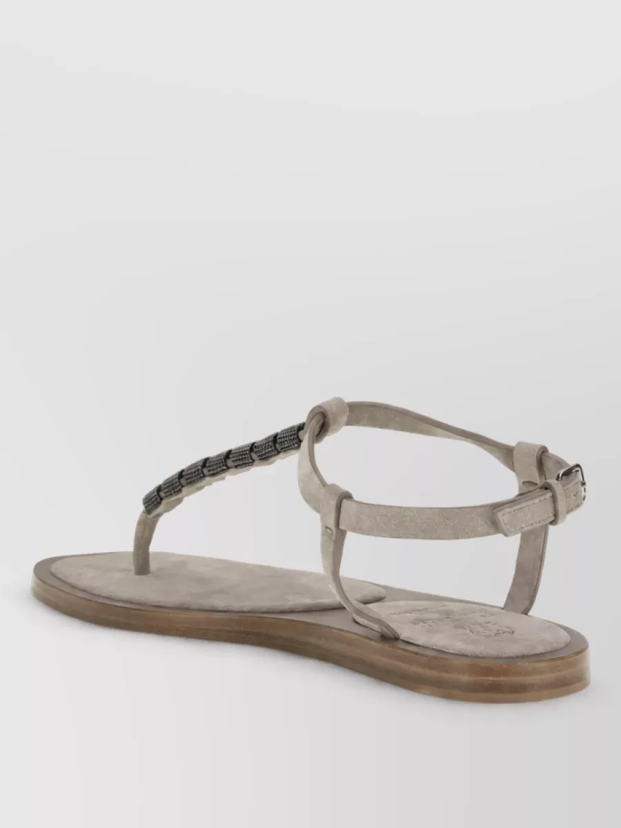 Brunello Cucinelli Embellished Leather Sandals