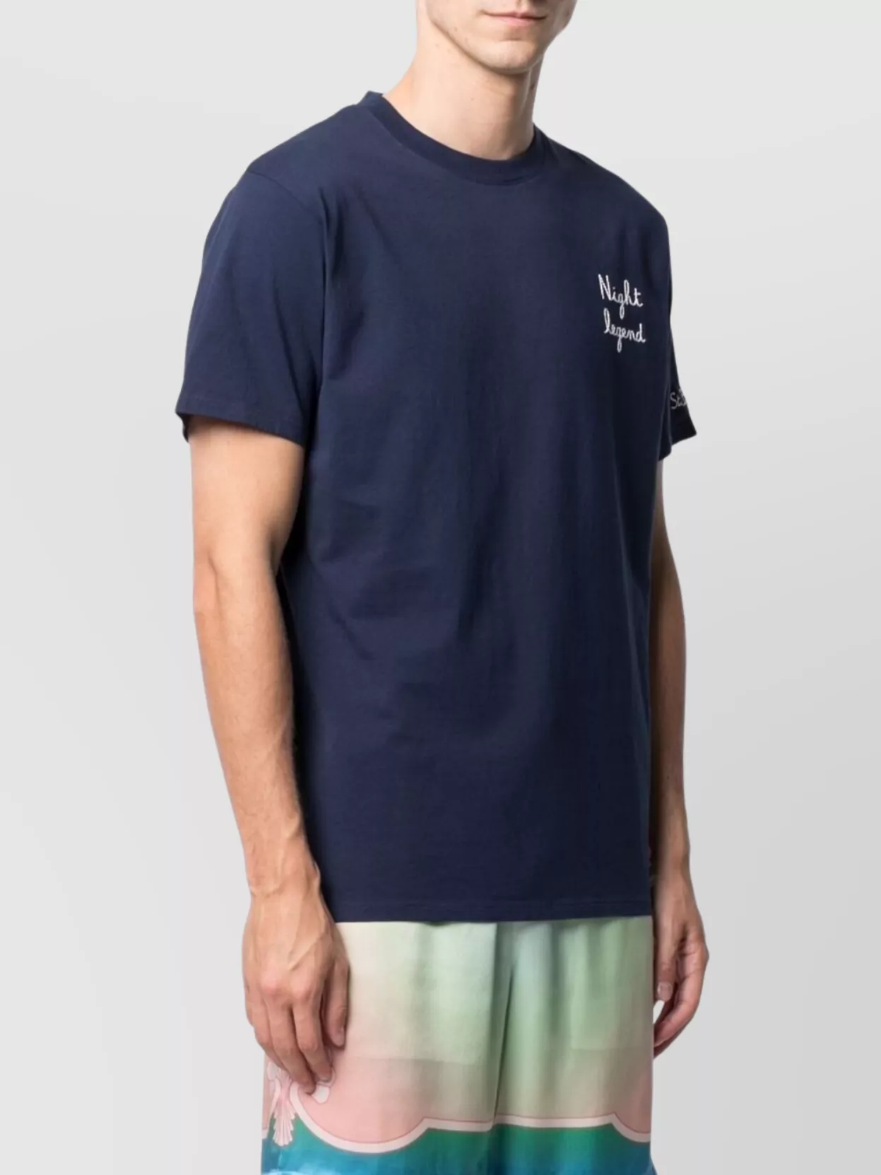 Mc2 Saint Barth Crew Neck Embroidered Detail Short Sleeves In Blue