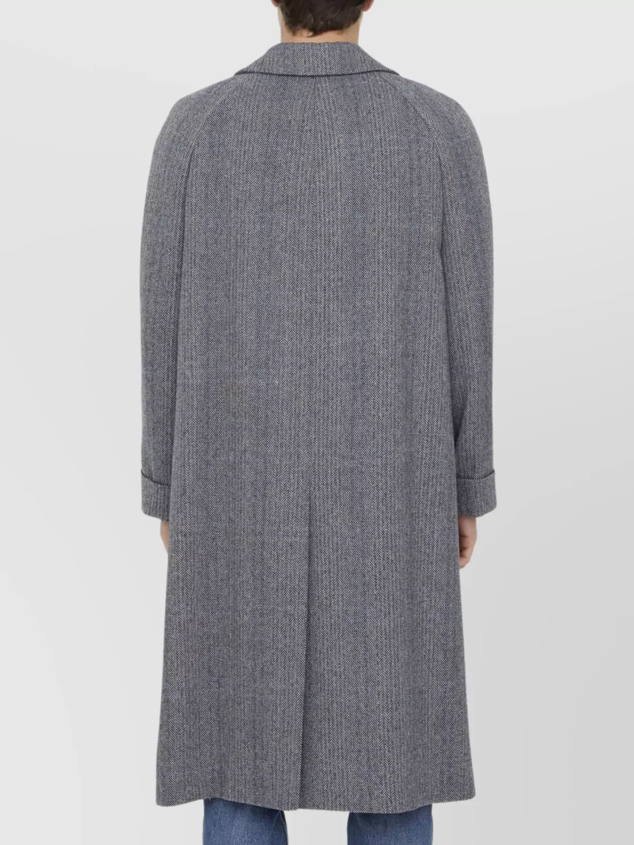 Gucci Long Houndstooth Wool Coat With Peaked Lapels