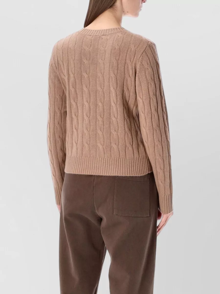 Sporty & Rich Cashmere Cable-Knit Cropped Sweater