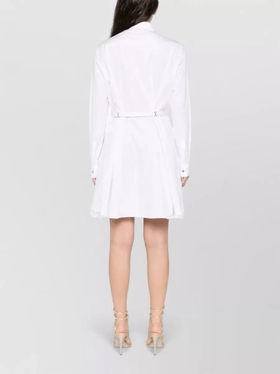 Versace Cotton Shirt Dress Belt Lace Trim Sleeves