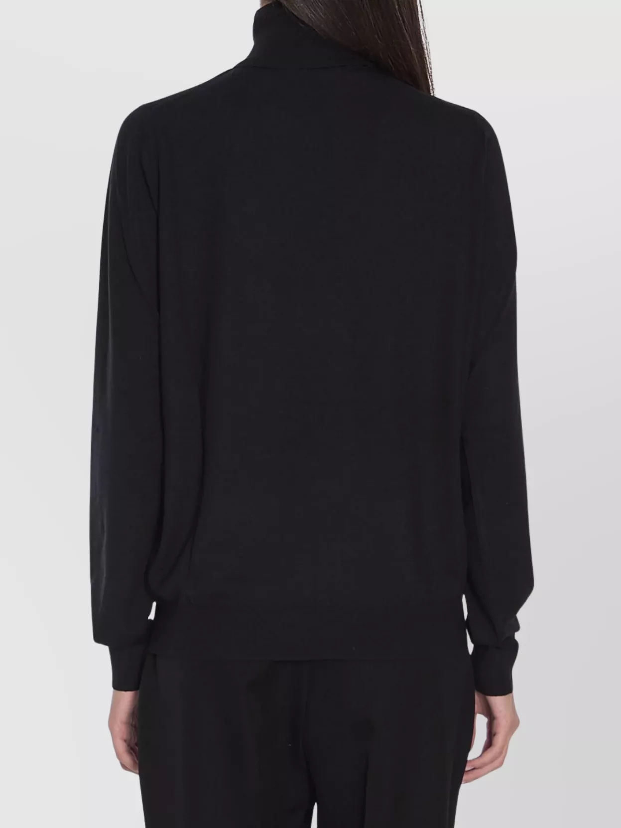 The Row Ultra-fine Wool Knit Turtleneck Sweater With Ribbed Trims In Black